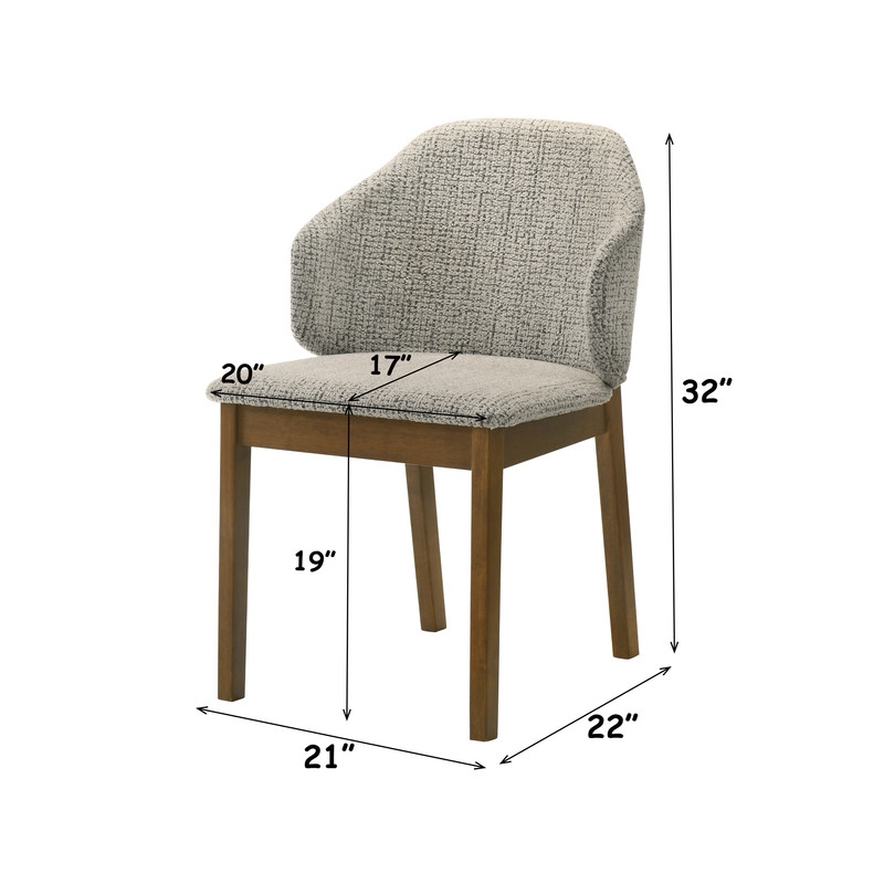 ACME Oleia Side Chair (Set-2) in Chenille & Walnut