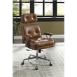 ACME Dasya Swivel Office Chair in Brown Top Grain Leather & Iron