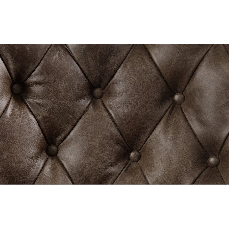 ACME Dasan Swivel Office Chair in Dark Brown Top Grain Leather & Iron