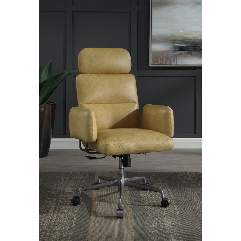 ACME Davu Swivel Office Chair in Vintage Top Grain Leather & Iron