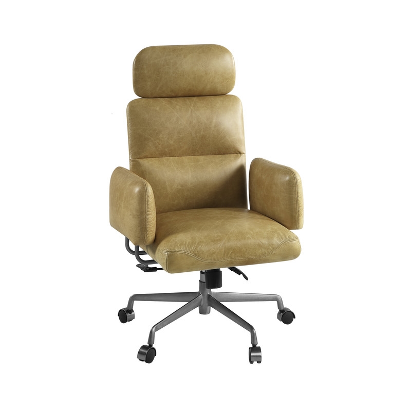 ACME Davu Swivel Office Chair in Vintage Top Grain Leather & Iron