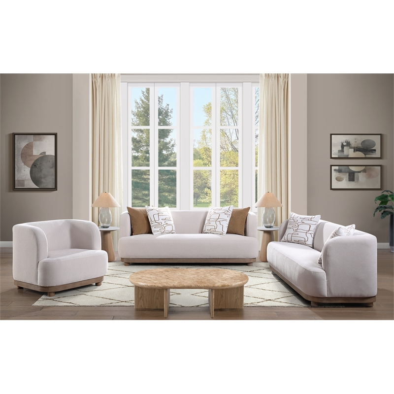 ACME Duncan Loveseat with 2 Pillows in Beige Chenille