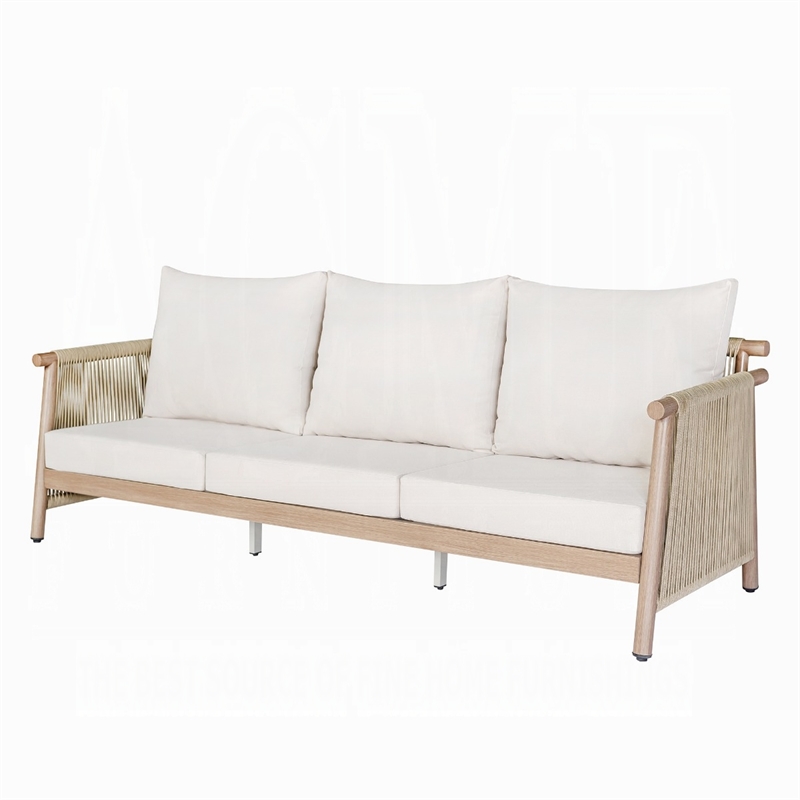 ACME Zira 5Pc Patio Sofa Set in Beige Fabric & Glass Fiber Reinforced Cement Table Top