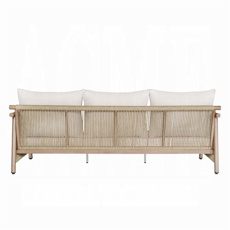 ACME Zira 5Pc Patio Sofa Set in Beige Fabric & Glass Fiber Reinforced Cement Table Top