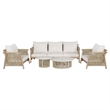 ACME Zira 5Pc Patio Sofa Set in Beige Fabric & Glass Fiber Reinforced Cement Table Top