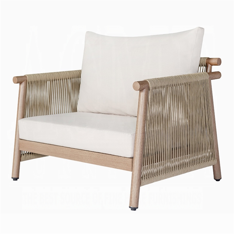 ACME Zira 5Pc Patio Sofa Set in Beige Fabric & Glass Fiber Reinforced Cement Table Top