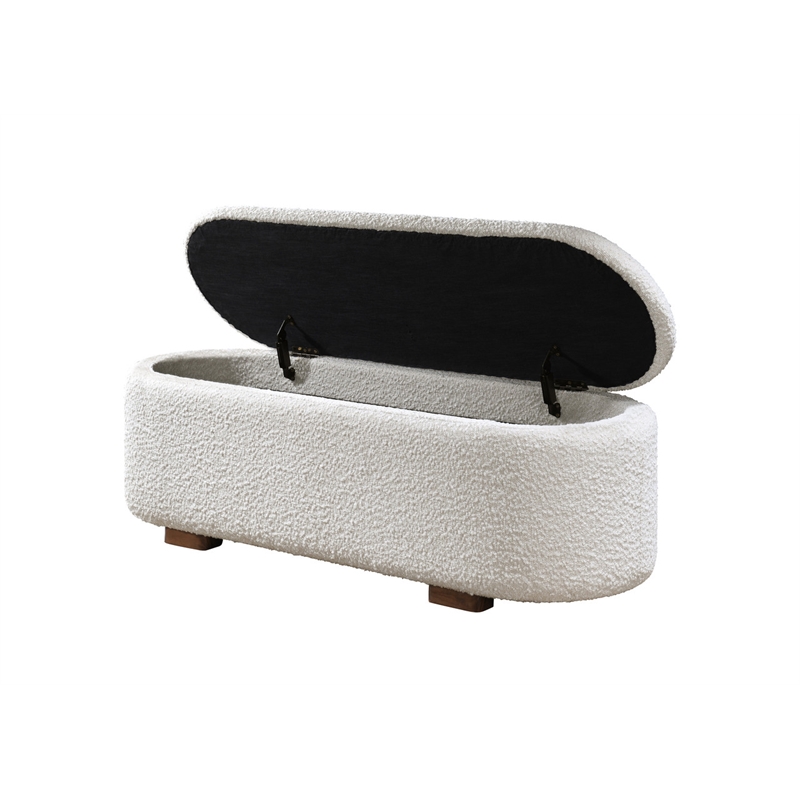 ACME Sandro Bench with Storage in Beige Boucle & Walnut