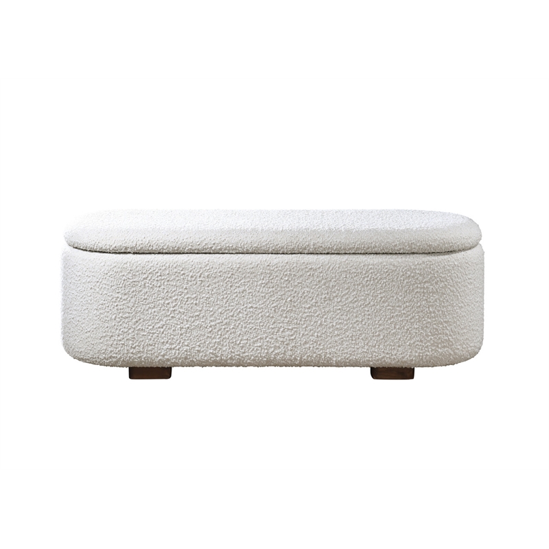 ACME Sandro Bench with Storage in Beige Boucle & Walnut