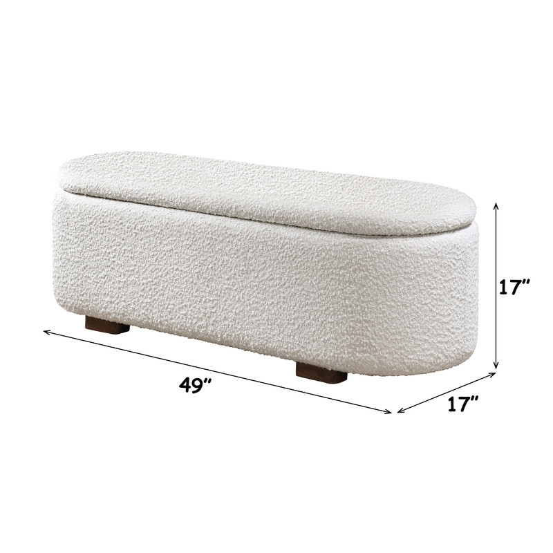 ACME Sandro Bench with Storage in Beige Boucle & Walnut
