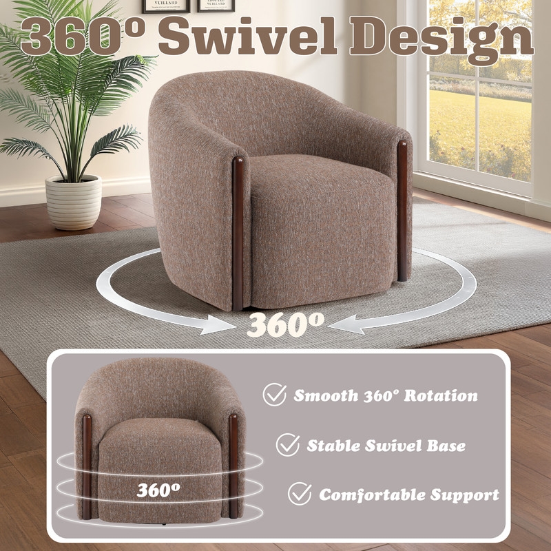 ACME Ballona Accent Chair w/Swivel  in Brown Chenille