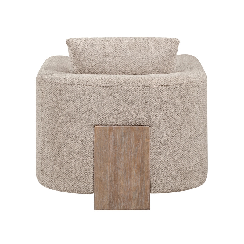 ACME Tryne Wood Frame and Fabric Upholstered Accent Chair in Latte Linen