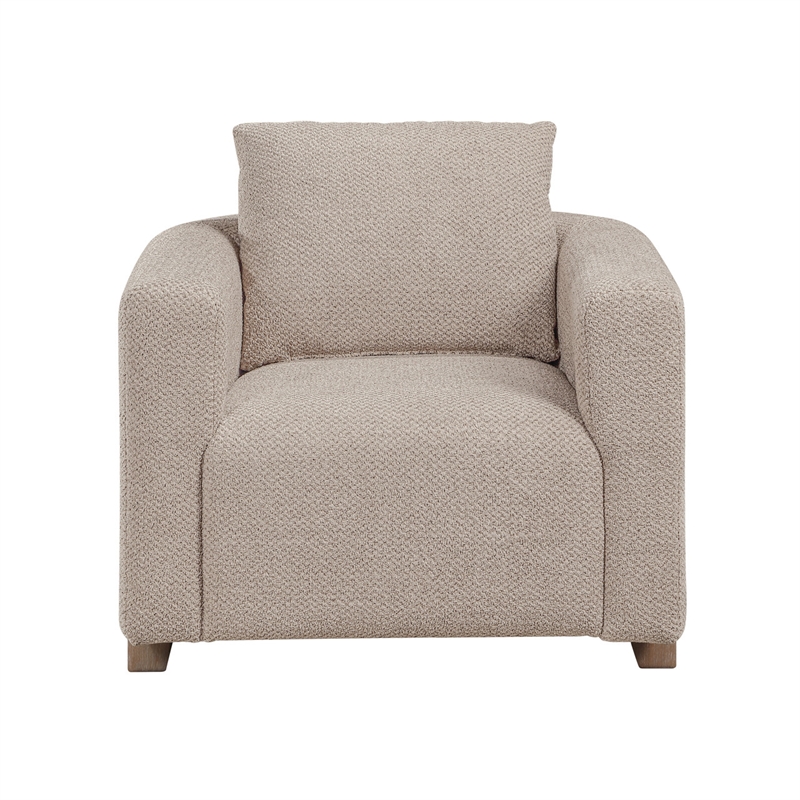 ACME Tryne Wood Frame and Fabric Upholstered Accent Chair in Latte Linen