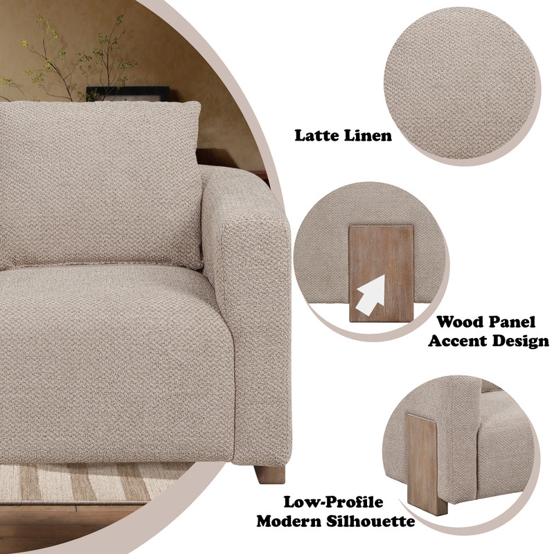 ACME Tryne Wood Frame and Fabric Upholstered Accent Chair in Latte Linen