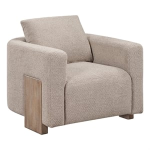 ACME Tryne Wood Frame and Fabric Upholstered Accent Chair in Latte Linen