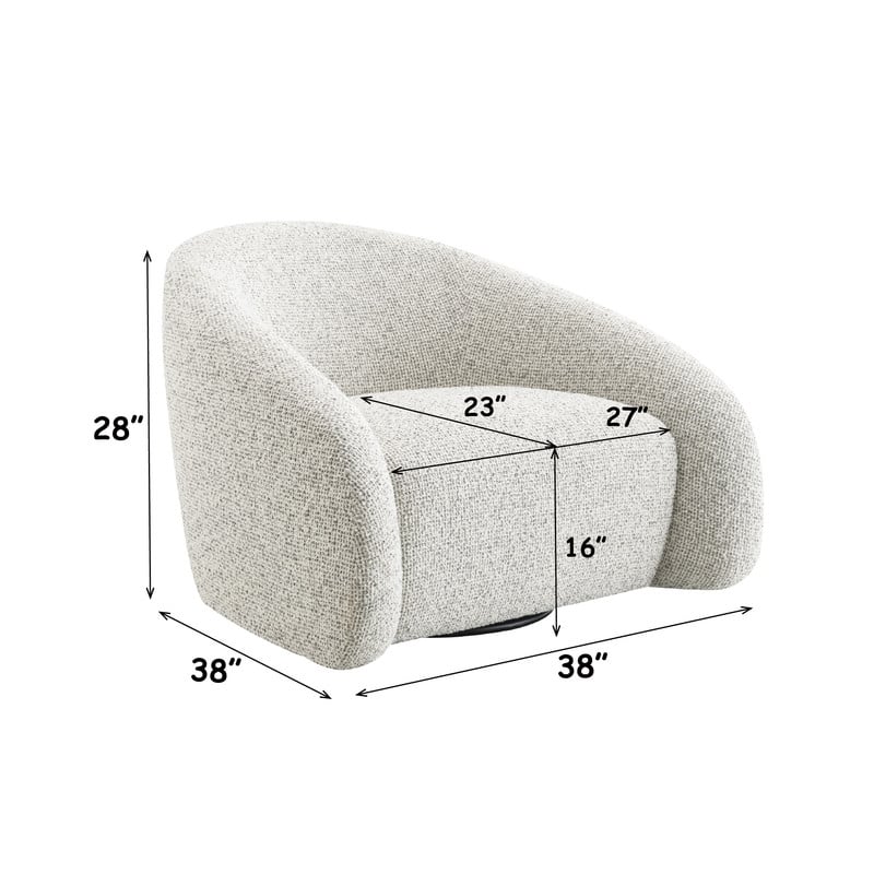 ACME Zoey Accent Chair w/Swivel  in White & Gray Two Tone Tweed