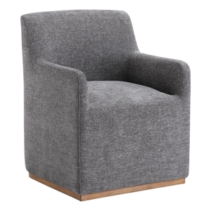 ACME Cafell Arm Chair w/Casters  in Gray Linen & Wood Trim