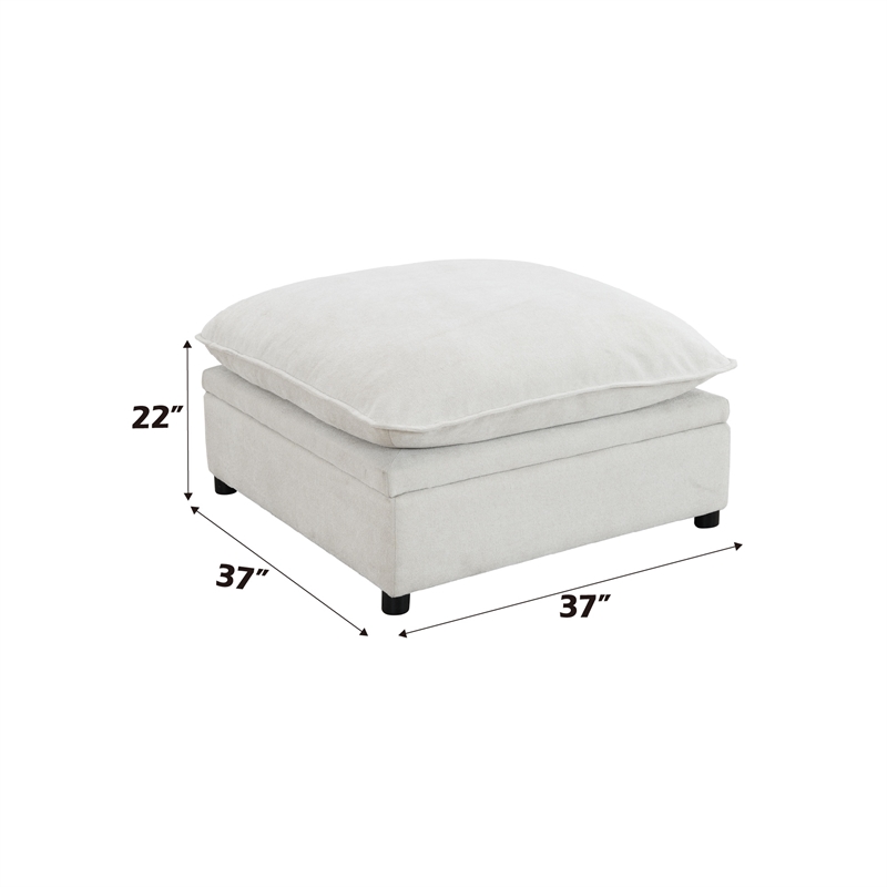 ACME Marisa Modular Ottoman with Storage in Beige Boucle