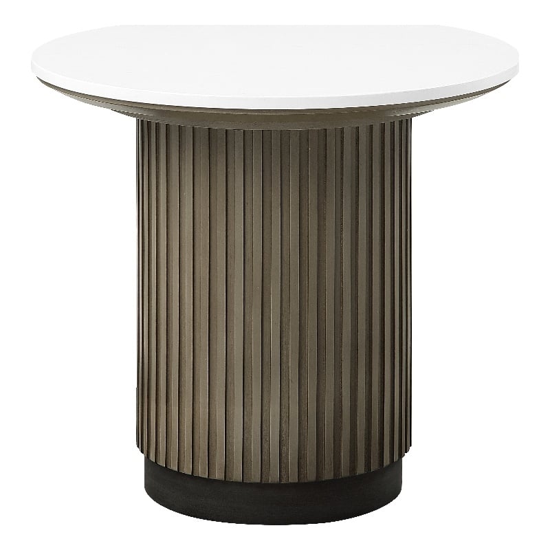 ACME Clayten End Table in Engineering Top & Light Oak