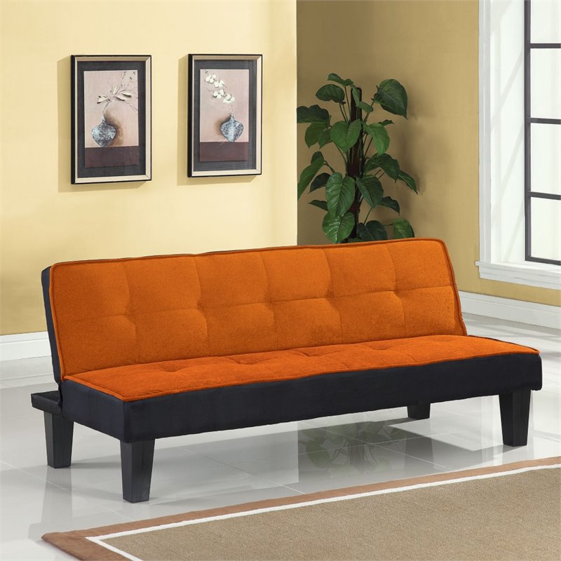 ACME Furniture Hamar Flannel Fabric Futon in Orange Cymax Business