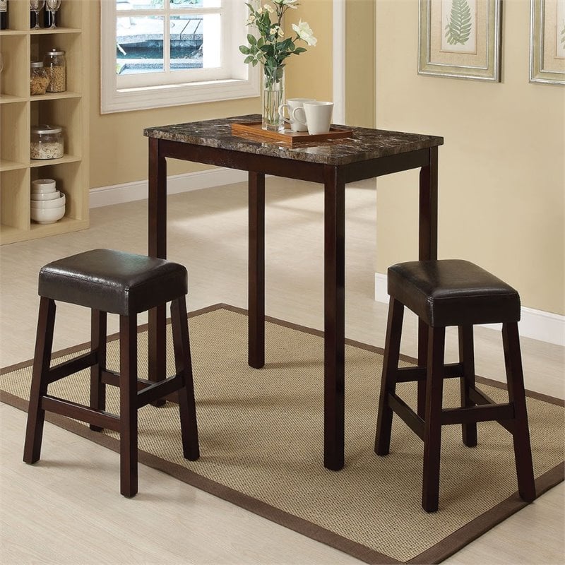 Acme Furniture Idris 3 Piece Counter Height Bistro Set In Espresso Acme Furniture Idris 3 Piece Counter Height Bistro Set In Espresso