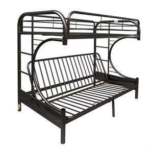 ACME Furniture Eclipse Twin-Over-Full Futon Metal Bunk Bed in Black