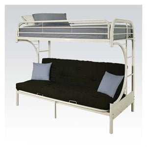 acme furniture eclipse metal twin over futon bunk bed in white
