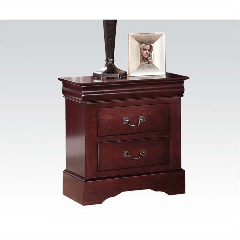 Louis Philippe Solid Wood 2 Drawer Nightstand