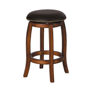 Chelsea Stool in Black Leather & Vintage Oak