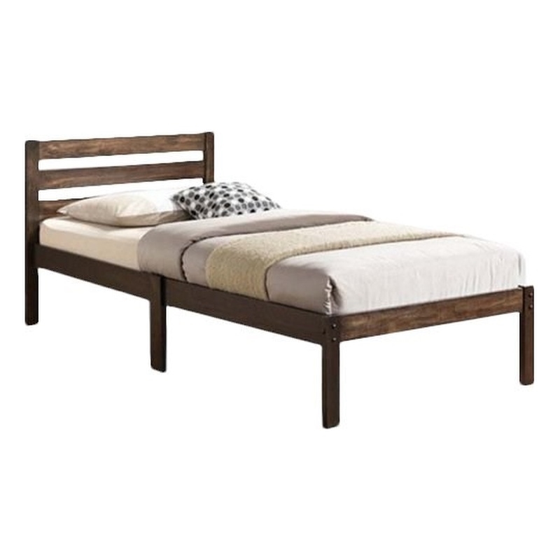 ACME Donato Twin Wooden Platform Bed in Ash Brown