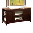 ACME Finely Wooden Faux Marble Top TV Stand with Shelves and Doors in Espresso