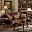 ACME Dresden Rolled Arm Upholstered Faux Leather Sofa with 3 Pillows in Brown