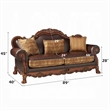 ACME Dresden Rolled Arm Upholstered Faux Leather Sofa with 3 Pillows in Brown