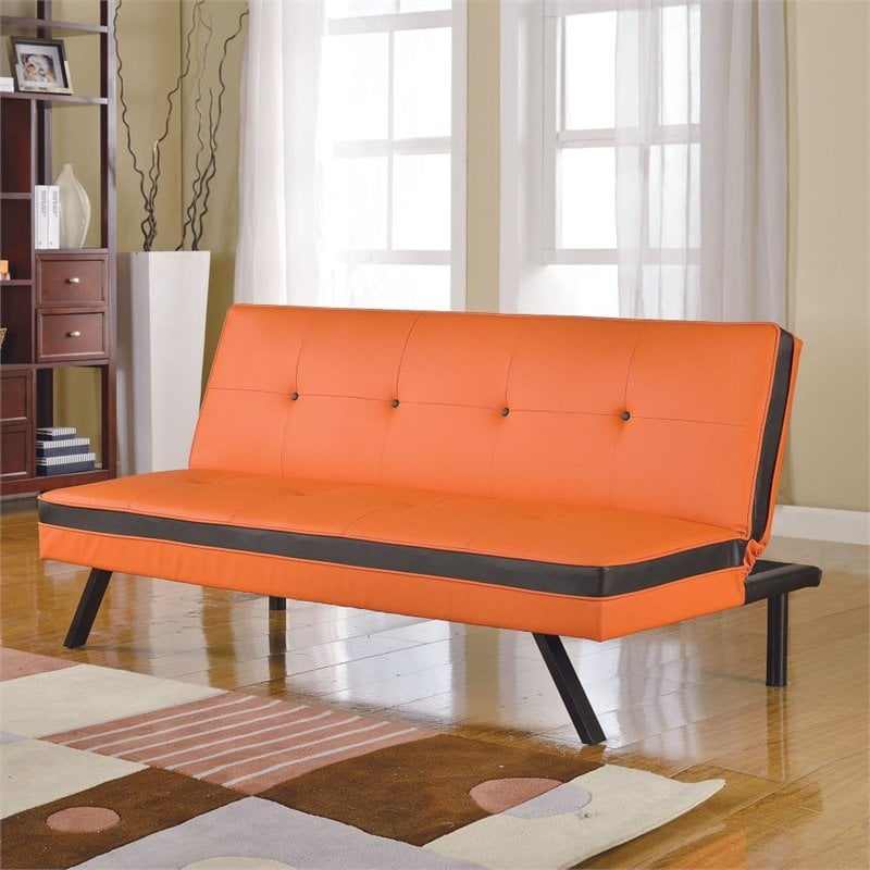 Acme Furniture Penly Futon In Orange And Black 57110 Acme Furniture Penly Futon In Orange And Black