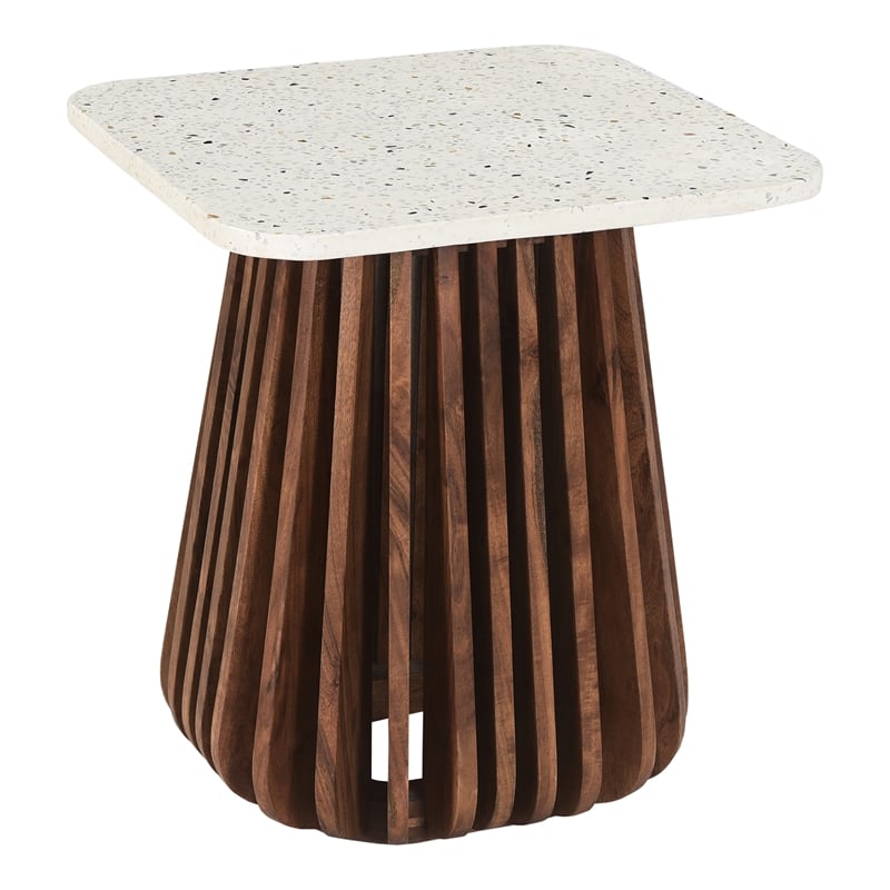 Terra Square Terrazzo Side Table in Walnut
