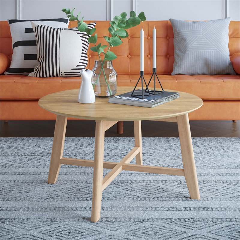AEON Furniture Elysian Solid Wood Base Coffee Table in Natural Oak