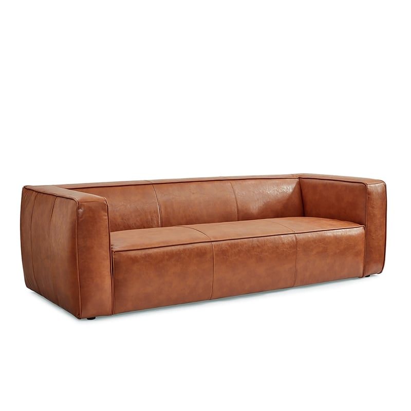 Finnegan Genuine Leather Sofa in Caramel