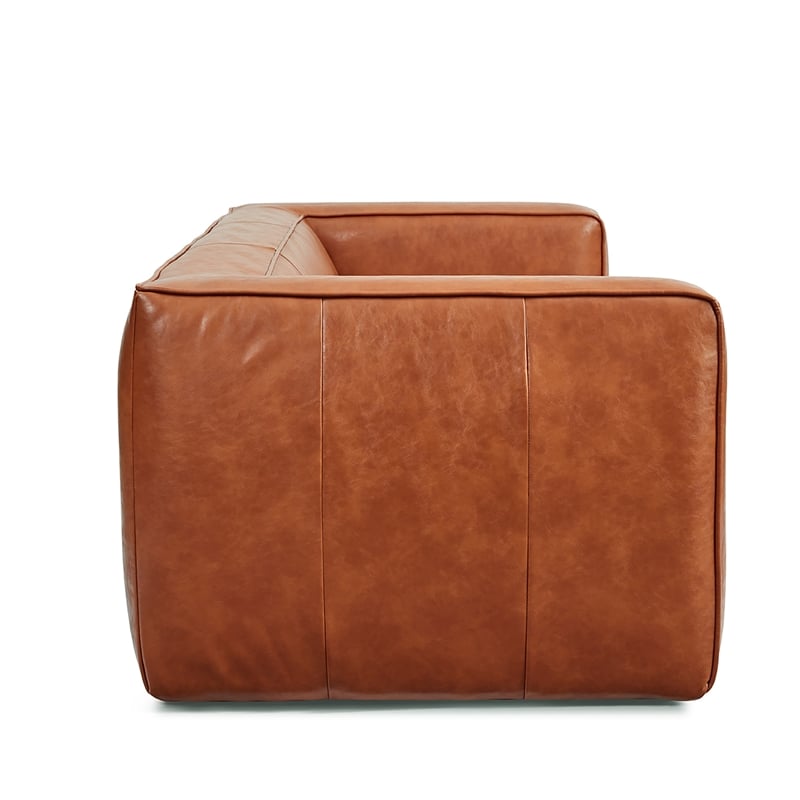 Finnegan Genuine Leather Sofa in Caramel
