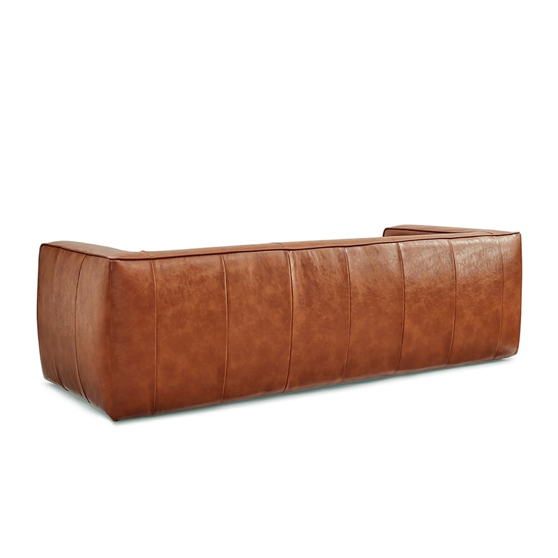 Finnegan Genuine Leather Sofa in Caramel