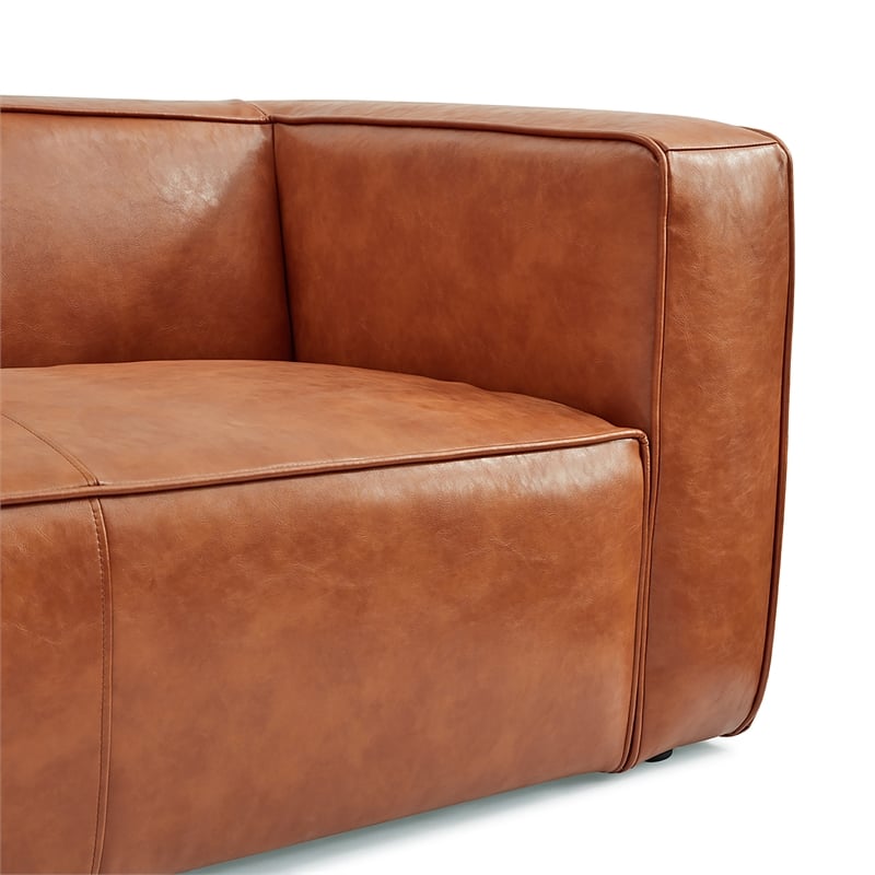 Finnegan Genuine Leather Sofa in Caramel