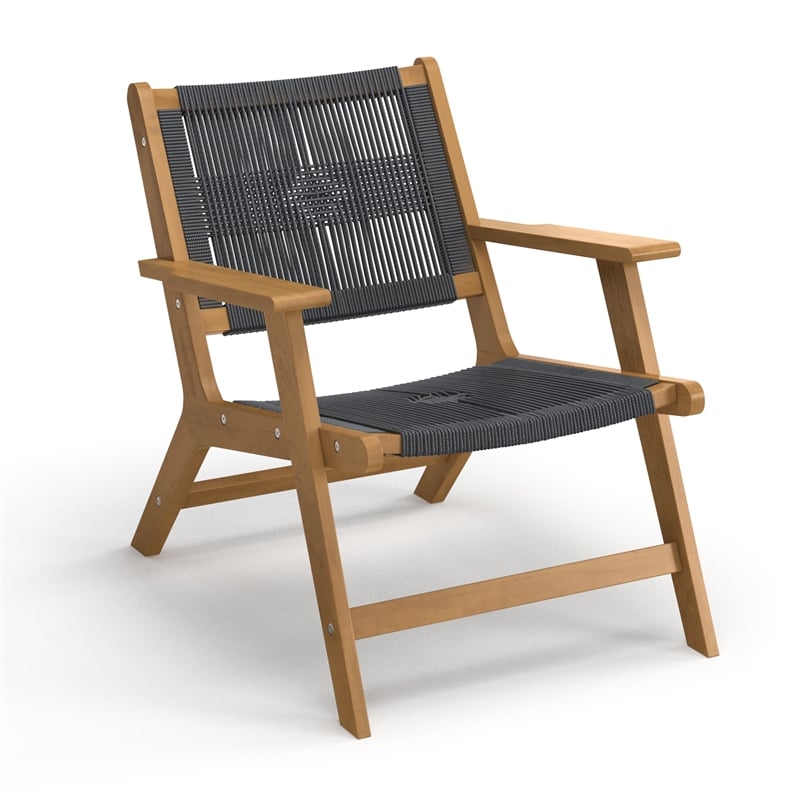 AEON Furniture Rio Solid Wood and Rope Lounge Chair Set in Natural/Black