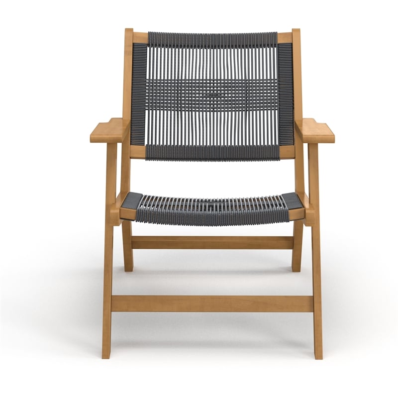 AEON Furniture Rio Solid Wood and Rope Lounge Chair Set in Natural/Black