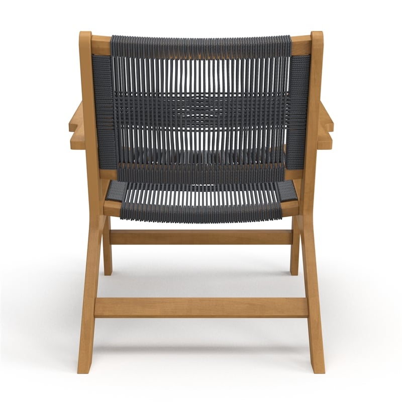 AEON Furniture Rio Solid Wood and Rope Lounge Chair Set in Natural/Black