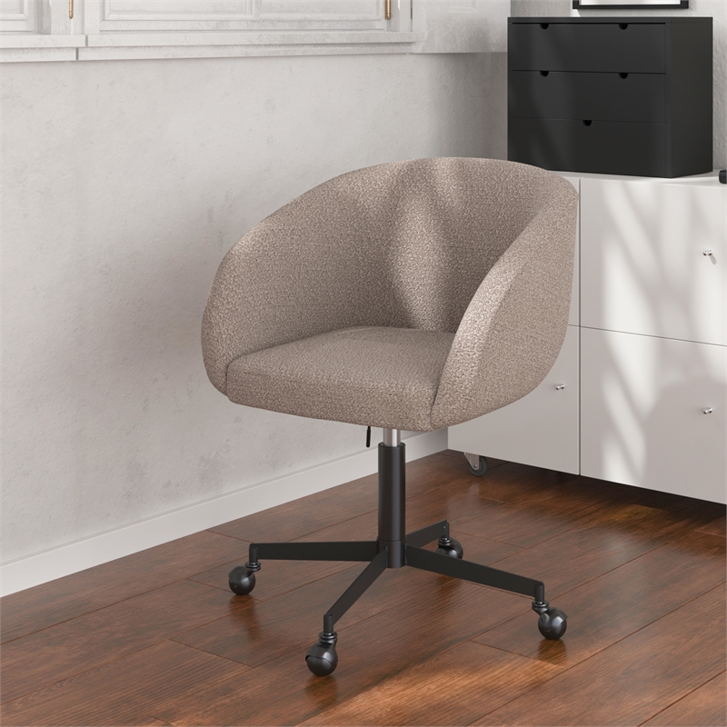 Sylvan Boucle Swivel Rolling Task Chair in Gray