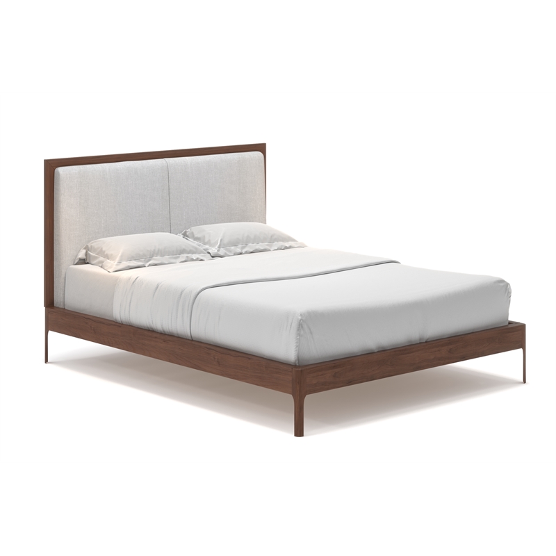 AEON Furniture Anushka Linen-Like Fabric Upholstered Full Bed in Walnut