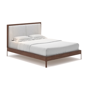 AEON Furniture Anushka Linen-Like Fabric Upholstered Full Bed in Walnut