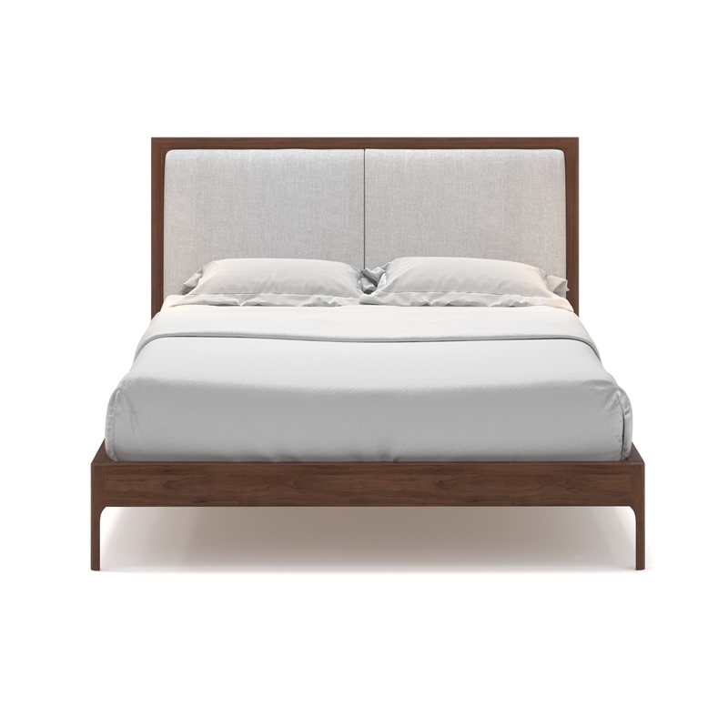 AEON Furniture Anushka Linen-Like Fabric Upholstered Full Bed in Walnut