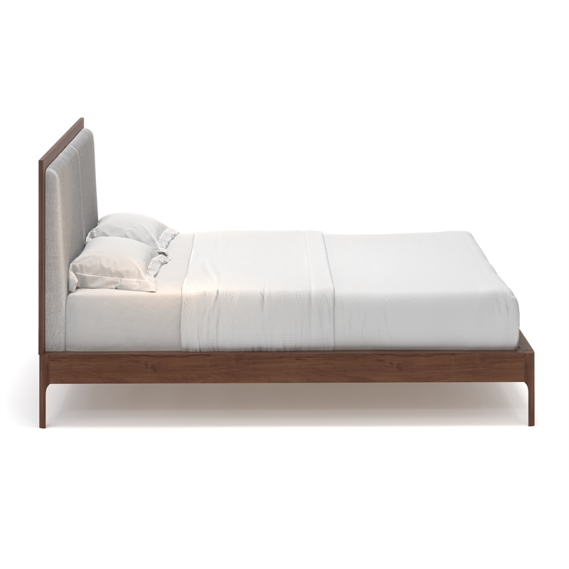 AEON Furniture Anushka Linen-Like Fabric Upholstered Full Bed in Walnut