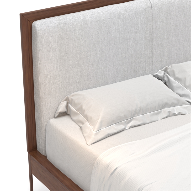 AEON Furniture Anushka Linen-Like Fabric Upholstered Full Bed in Walnut