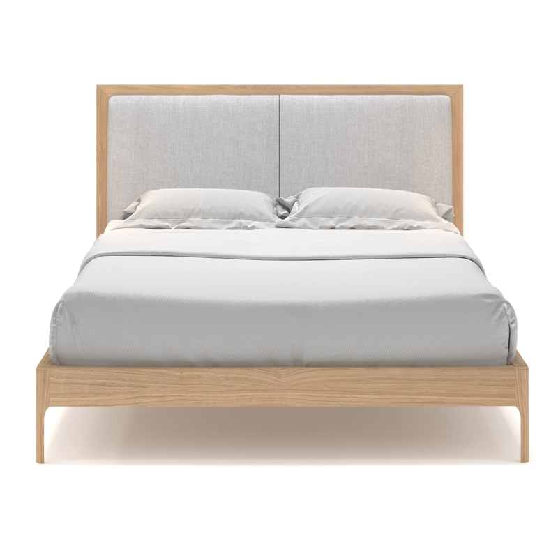 AEON Furniture Anushka Linen-Like Fabric Upholstered Full Bed in Light Oak