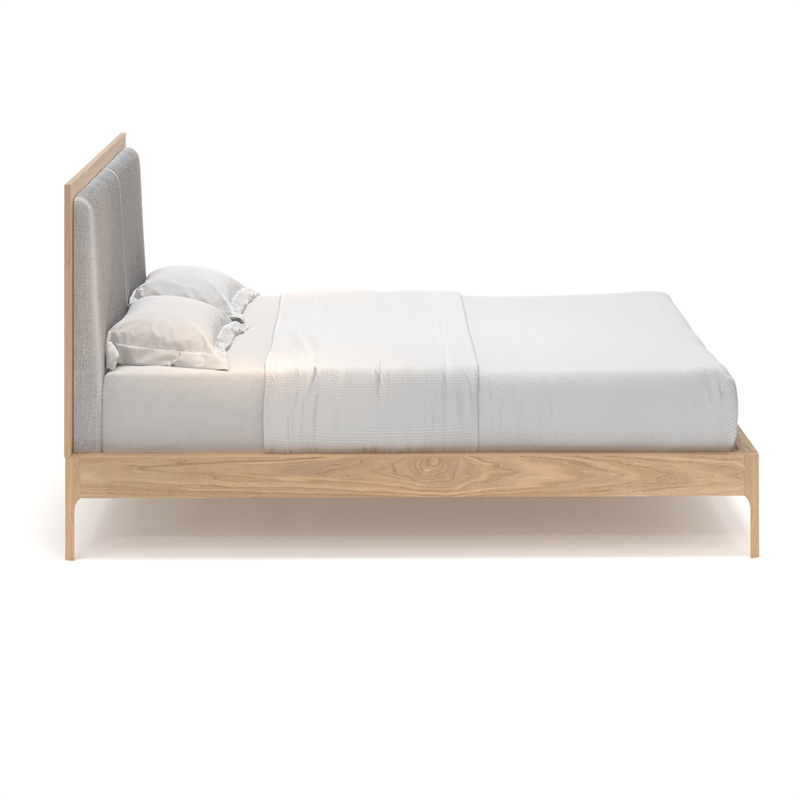 AEON Furniture Anushka Linen-Like Fabric Upholstered Full Bed in Light Oak